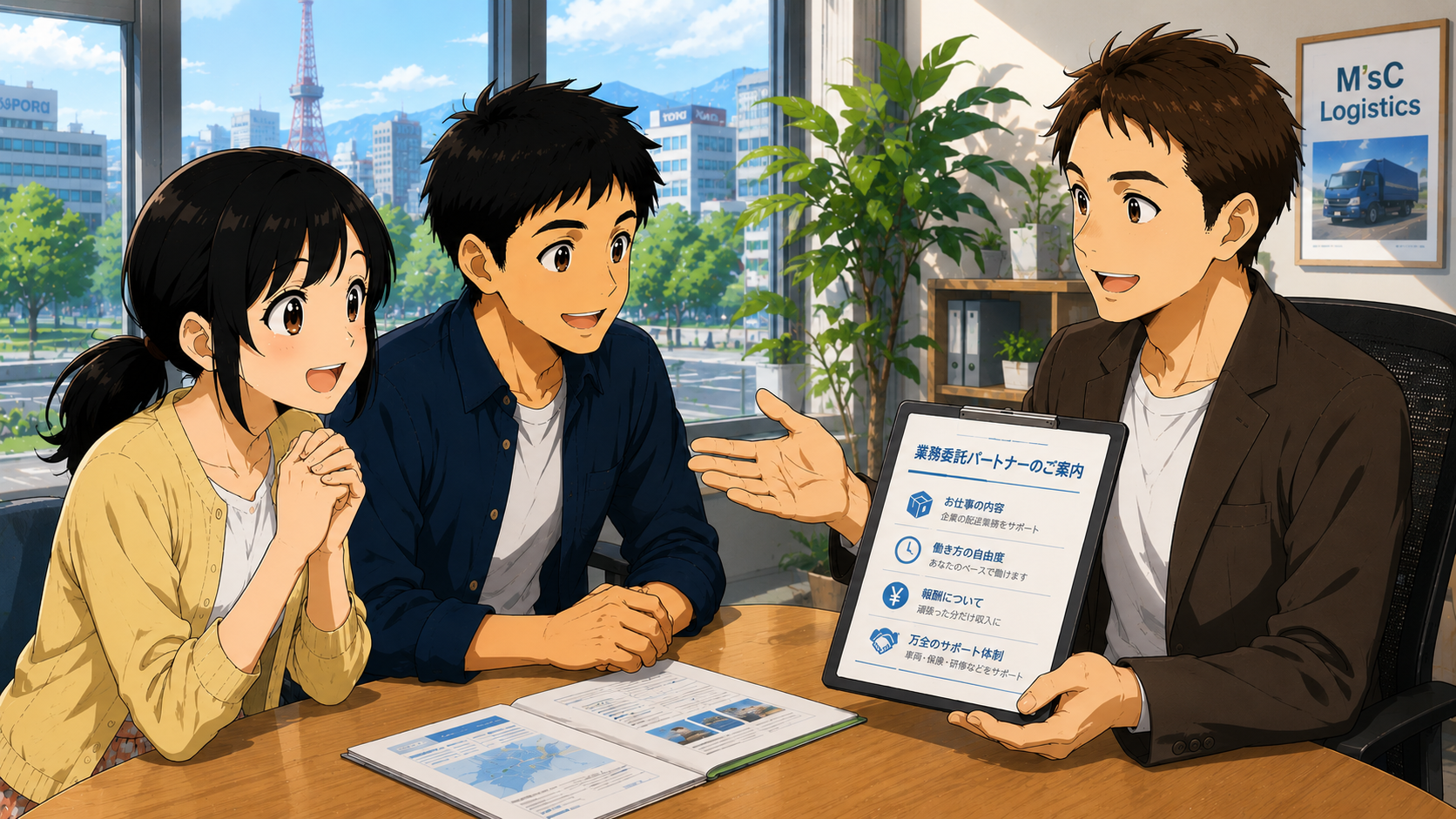みのるが業務委託の仕組みを説明するシーン